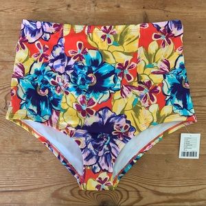 UO New M High Waist Floral Boho Bikini Bottom Full